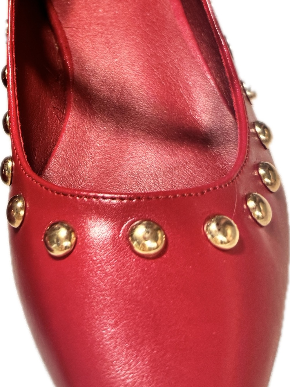 Red Studded Women's Ballet Flat